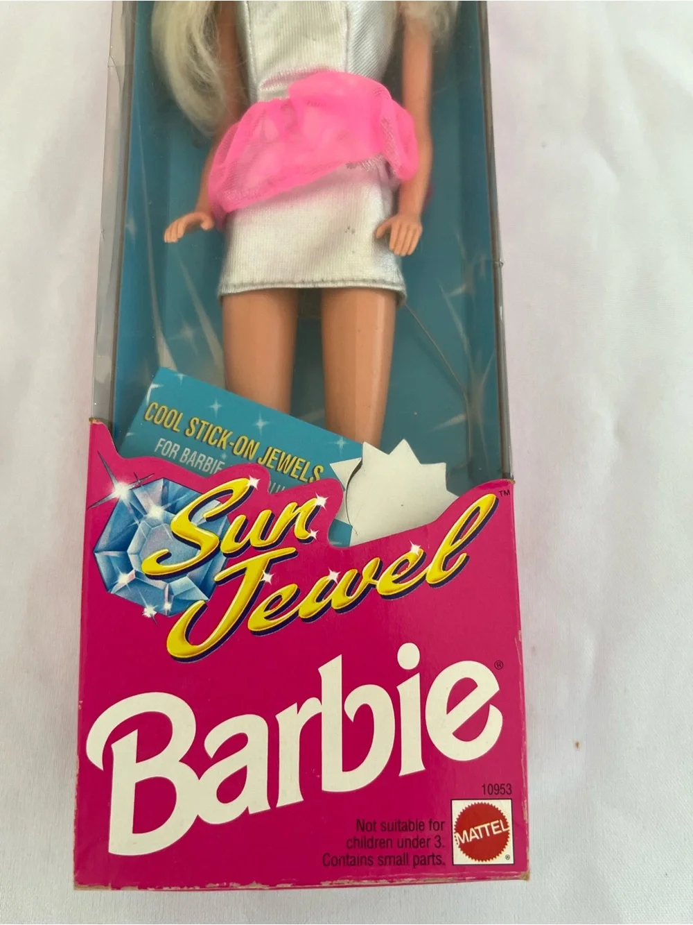 Vintage 1993 Barbie Sun Jewel Blonde Doll with Silver Dress and Pink Accent - Picture 3 of 13